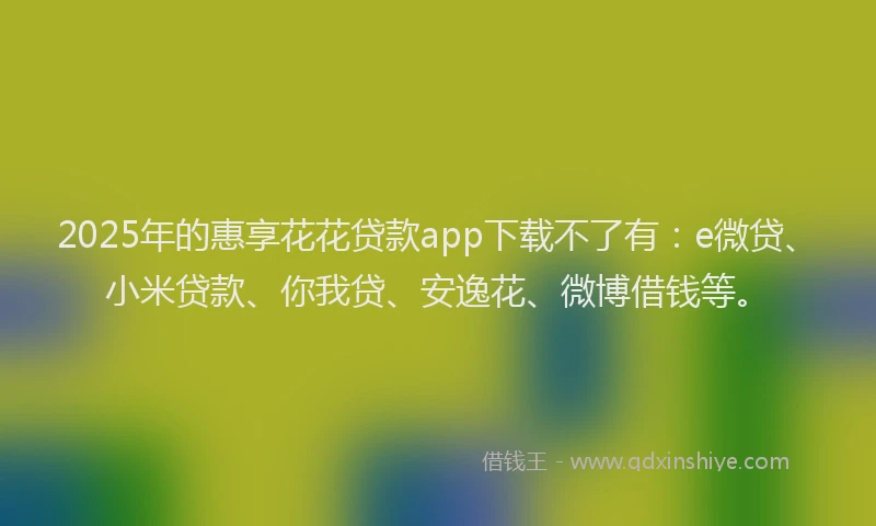 2025年的惠享花花贷款app下载不了有：e微贷、小米贷款、你我贷、安逸花、微博借钱等。
