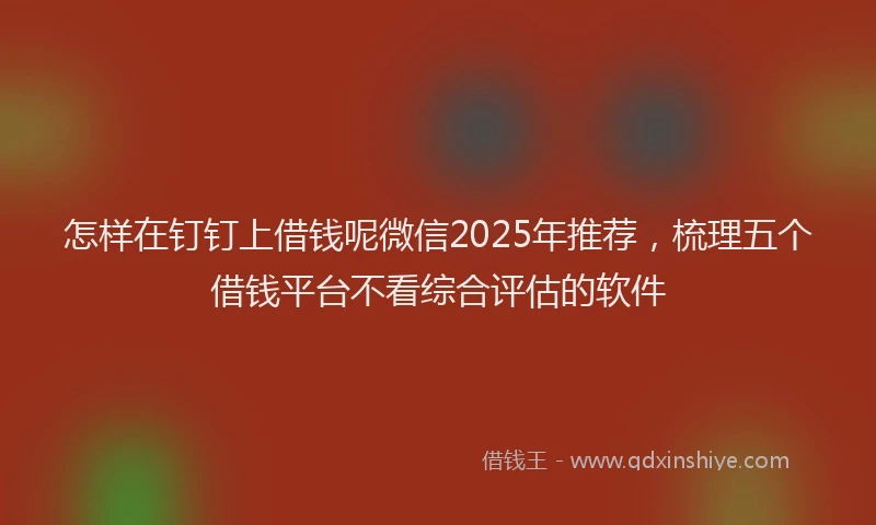 怎样在钉钉上借钱呢微信2025年推荐，梳理五个借钱平台不看综合评估的软件