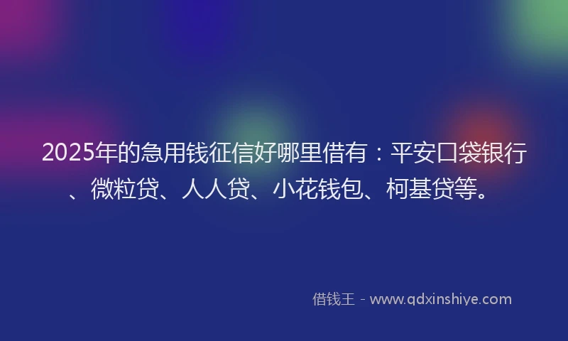 2025年的急用钱征信好哪里借有：平安口袋银行、微粒贷、人人贷、小花钱包、柯基贷等。