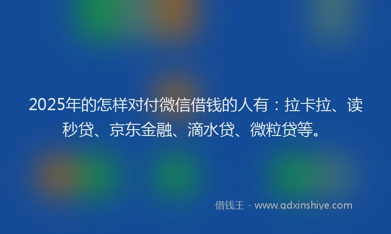 2025年的怎样对付微信借钱的人有：拉卡拉、读秒贷、京东金融、滴水贷、微粒贷等。