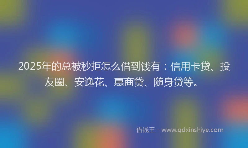 2025年的总被秒拒怎么借到钱有：信用卡贷、投友圈、安逸花、惠商贷、随身贷等。