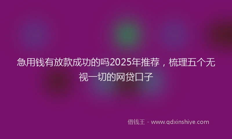 急用钱有放款成功的吗2025年推荐，梳理五个无视一切的网贷口子