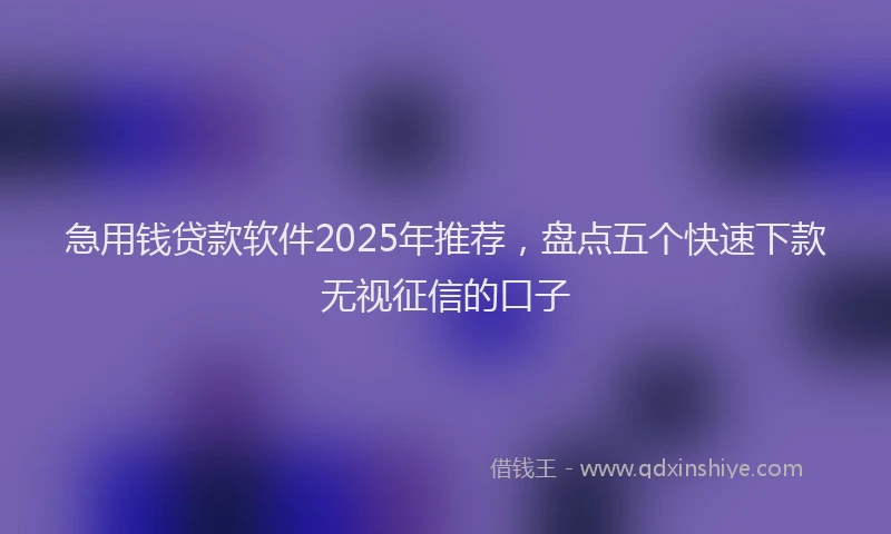 急用钱贷款软件2025年推荐，盘点五个快速下款无视征信的口子