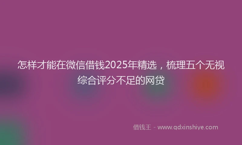 怎样才能在微信借钱2025年精选，梳理五个无视综合评分不足的网贷