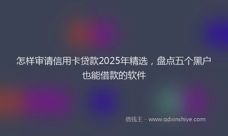 怎样审请信用卡贷款2025年精选，盘点五个黑户也能借款的软件