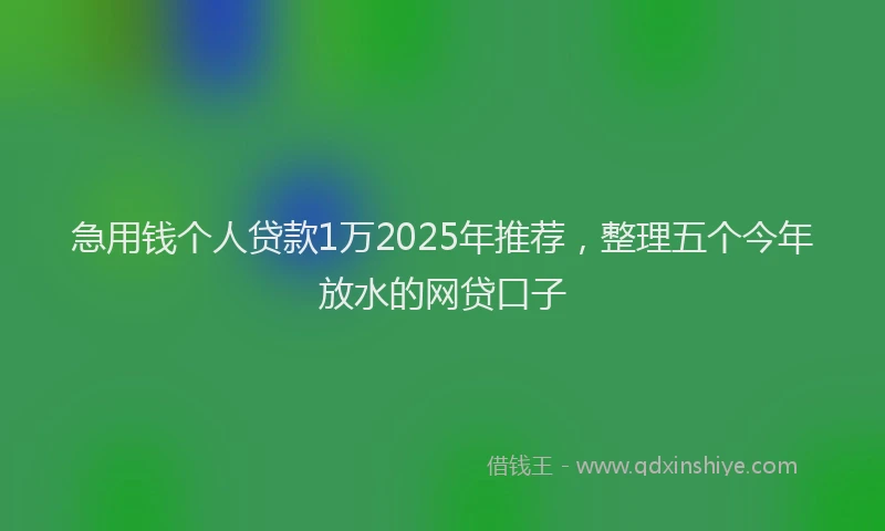 急用钱个人贷款1万2025年推荐，整理五个今年放水的网贷口子