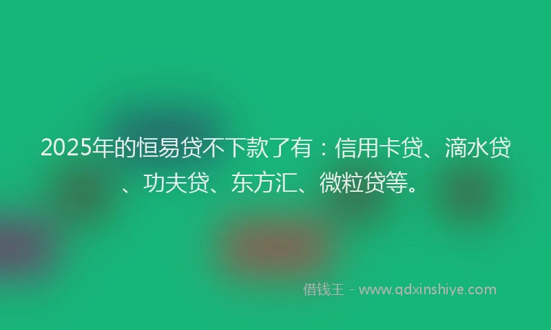 2025年的恒易贷不下款了有：信用卡贷、滴水贷、功夫贷、东方汇、微粒贷等。