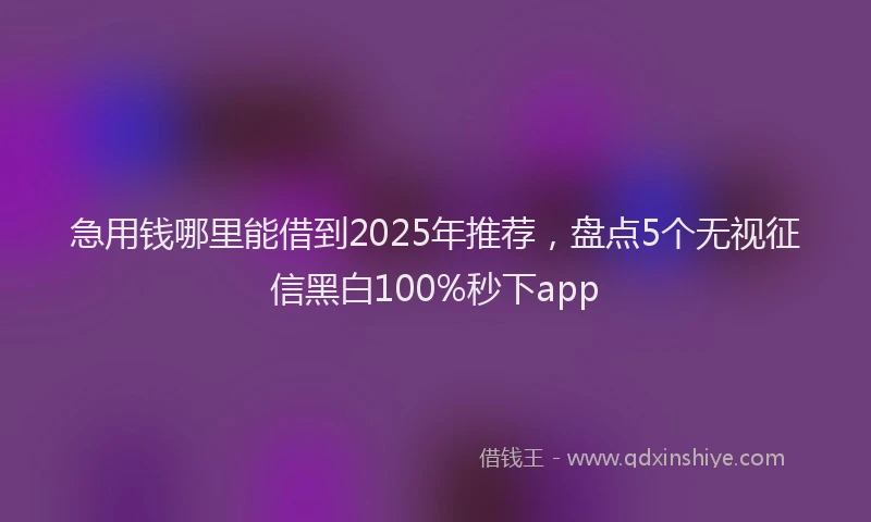 急用钱哪里能借到2025年推荐，盘点5个无视征信黑白100%秒下app
