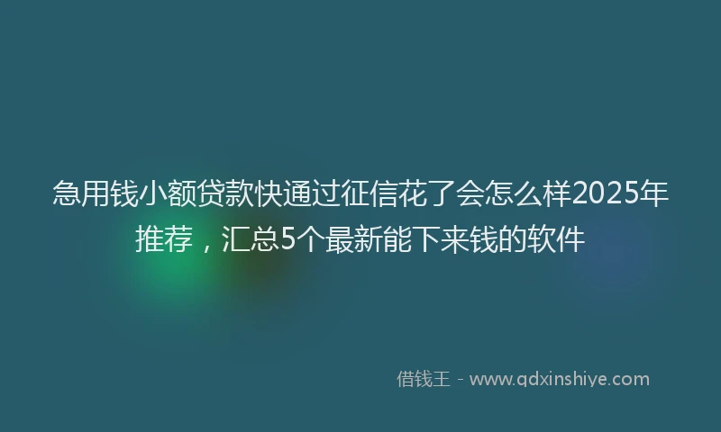 急用钱小额贷款快通过征信花了会怎么样2025年推荐，汇总5个最新能下来钱的软件
