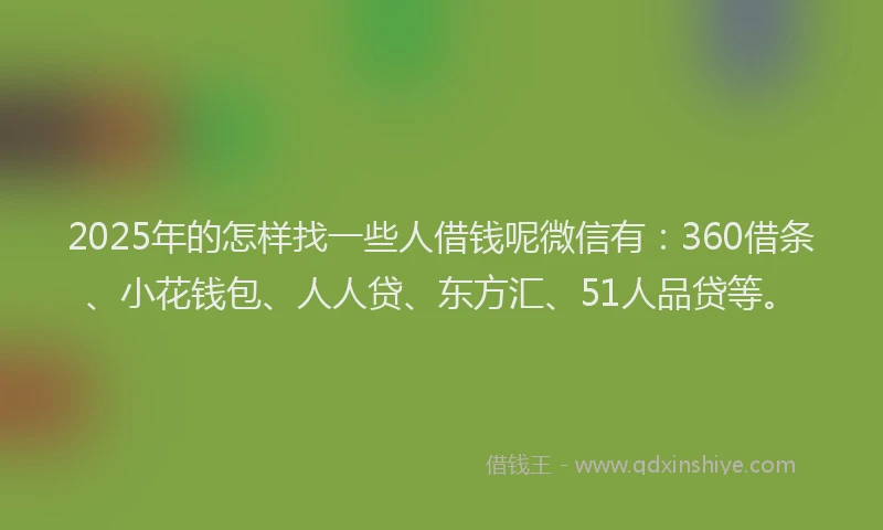 2025年的怎样找一些人借钱呢微信有：360借条、小花钱包、人人贷、东方汇、51人品贷等。