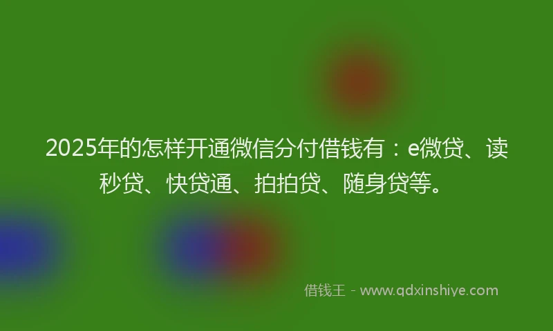 2025年的怎样开通微信分付借钱有：e微贷、读秒贷、快贷通、拍拍贷、随身贷等。