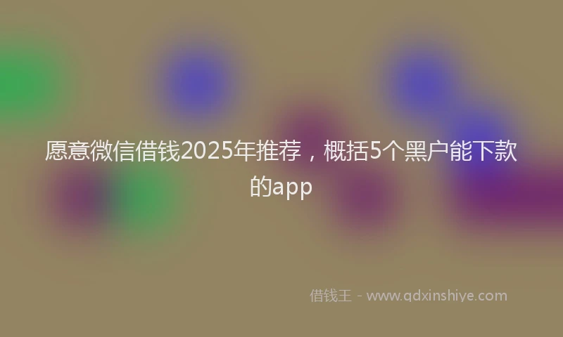 愿意微信借钱2025年推荐，概括5个黑户能下款的app