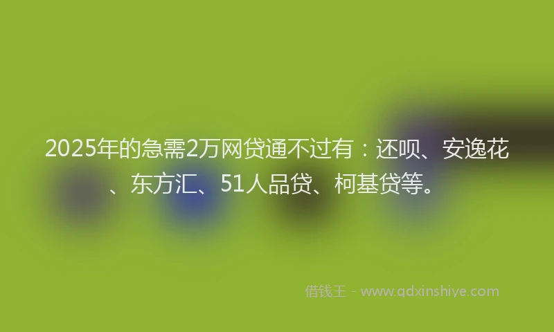2025年的急需2万网贷通不过有：还呗、安逸花、东方汇、51人品贷、柯基贷等。