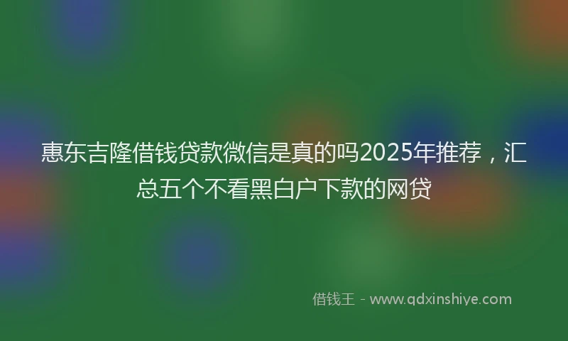 惠东吉隆借钱贷款微信是真的吗2025年推荐，汇总五个不看黑白户下款的网贷