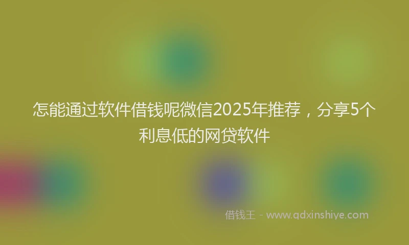 怎能通过软件借钱呢微信2025年推荐，分享5个利息低的网贷软件