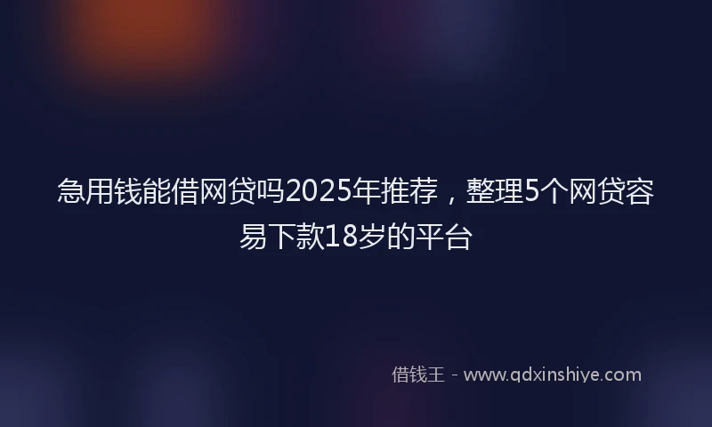 急用钱能借网贷吗2025年推荐，整理5个网贷容易下款18岁的平台