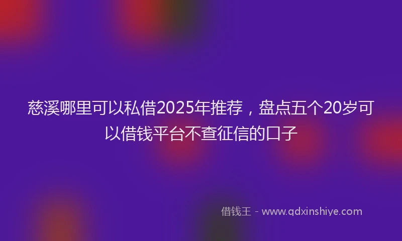 慈溪哪里可以私借2025年推荐，盘点五个20岁可以借钱平台不查征信的口子