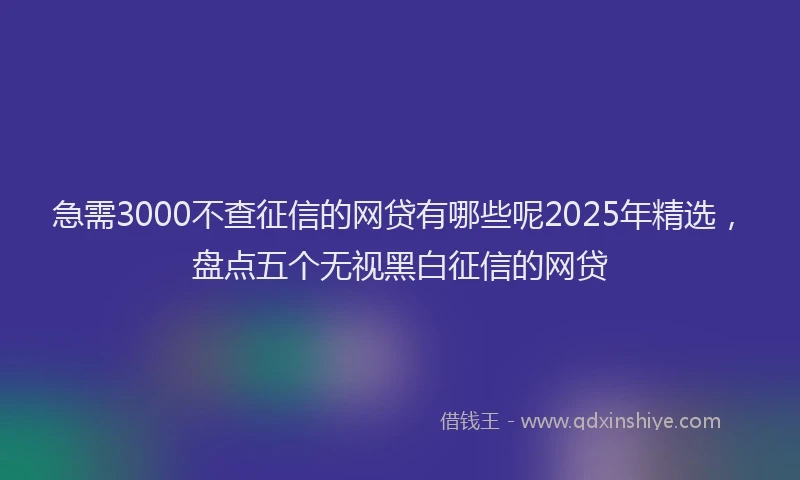 急需3000不查征信的网贷有哪些呢2025年精选，盘点五个无视黑白征信的网贷