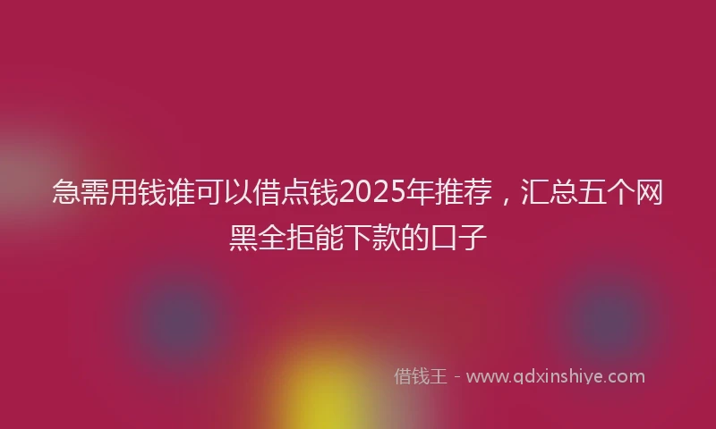 急需用钱谁可以借点钱2025年推荐，汇总五个网黑全拒能下款的口子