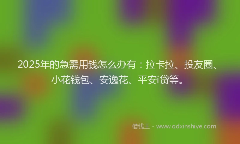 2025年的急需用钱怎么办有：拉卡拉、投友圈、小花钱包、安逸花、平安i贷等。