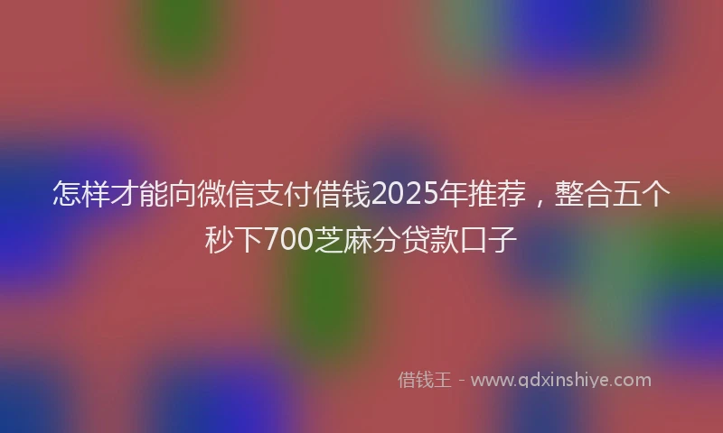 怎样才能向微信支付借钱2025年推荐，整合五个秒下700芝麻分贷款口子