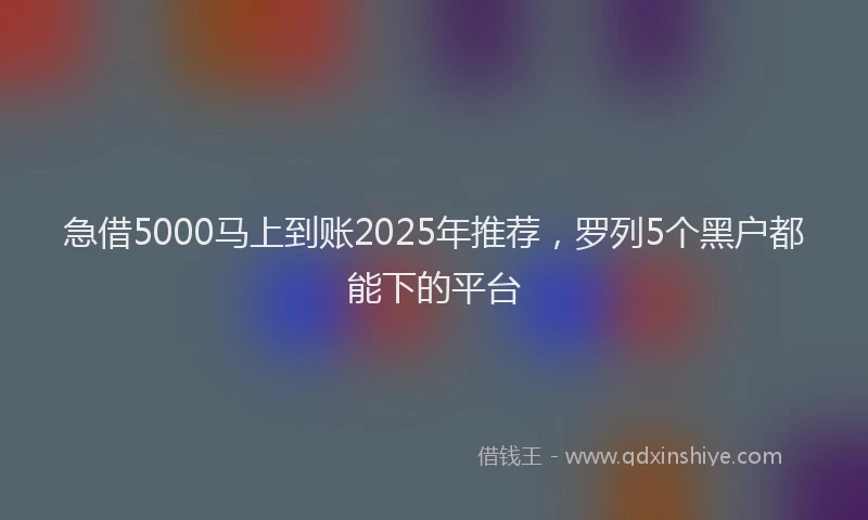 急借5000马上到账2025年推荐，罗列5个黑户都能下的平台
