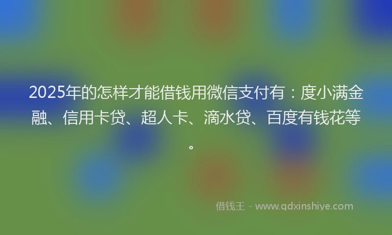 2025年的怎样才能借钱用微信支付有：度小满金融、信用卡贷、超人卡、滴水贷、百度有钱花等。