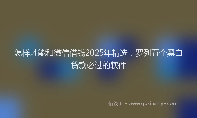 怎样才能和微信借钱2025年精选，罗列五个黑白贷款必过的软件