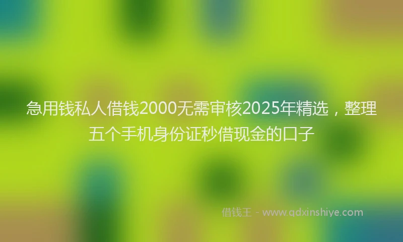 急用钱私人借钱2000无需审核2025年精选，整理五个手机身份证秒借现金的口子