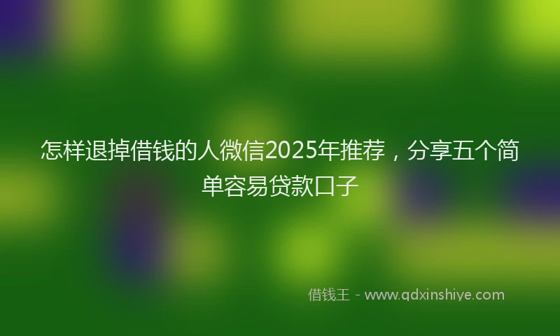 怎样退掉借钱的人微信2025年推荐，分享五个简单容易贷款口子