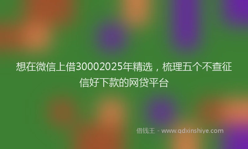 想在微信上借30002025年精选，梳理五个不查征信好下款的网贷平台