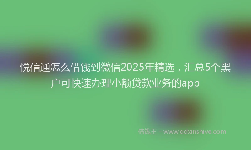 悦信通怎么借钱到微信2025年精选，汇总5个黑户可快速办理小额贷款业务的app