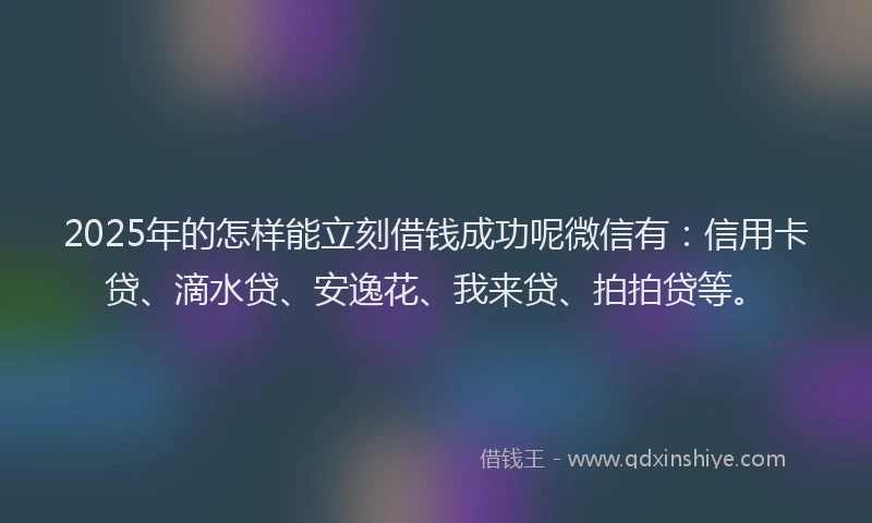 2025年的怎样能立刻借钱成功呢微信有：信用卡贷、滴水贷、安逸花、我来贷、拍拍贷等。