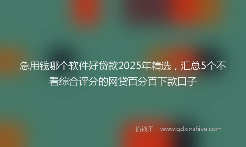 急用钱哪个软件好贷款2025年精选，汇总5个不看综合评分的网贷百分百下款口子