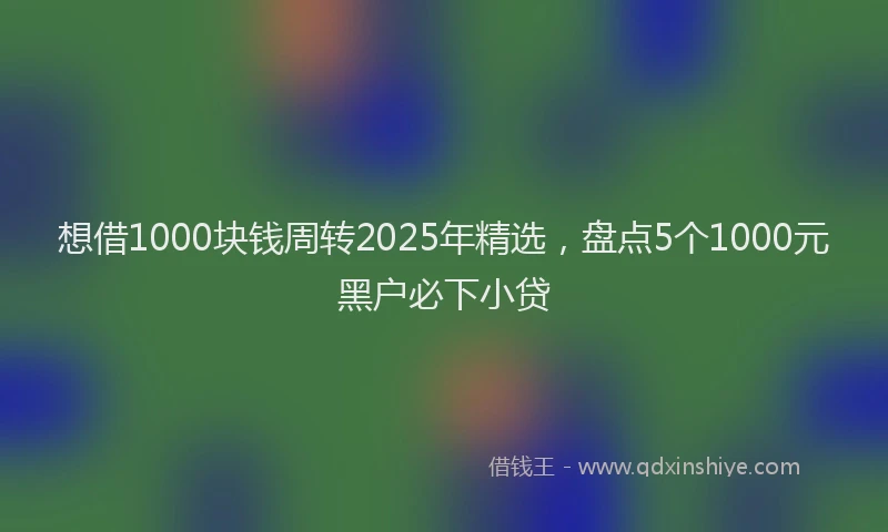 想借1000块钱周转2025年精选，盘点5个1000元黑户必下小贷