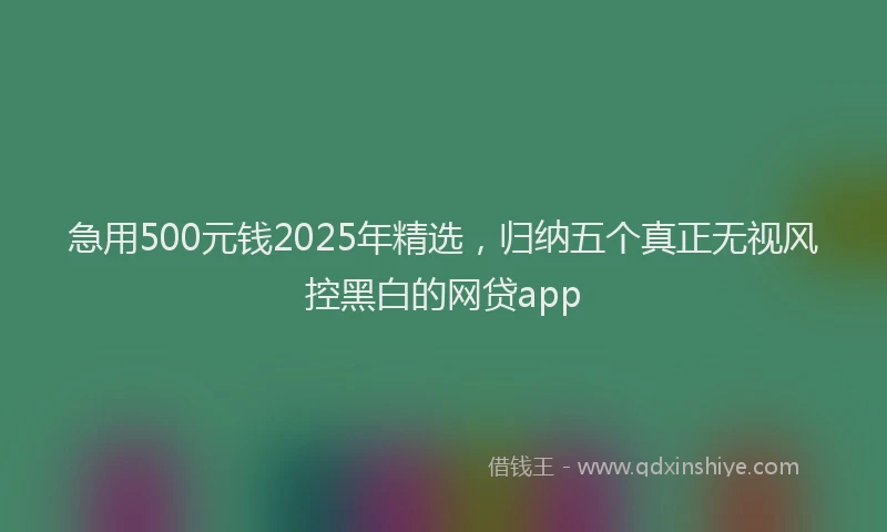 急用500元钱2025年精选，归纳五个真正无视风控黑白的网贷app