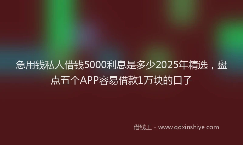 急用钱私人借钱5000利息是多少2025年精选，盘点五个APP容易借款1万块的口子