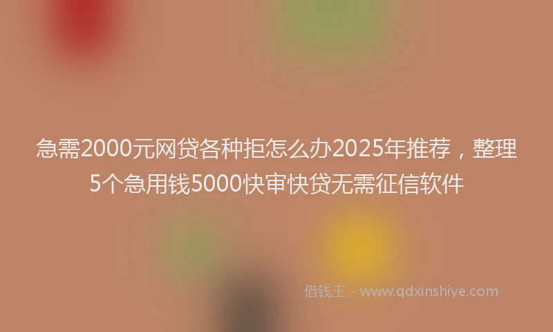 急需2000元网贷各种拒怎么办2025年推荐，整理5个急用钱5000快审快贷无需征信软件