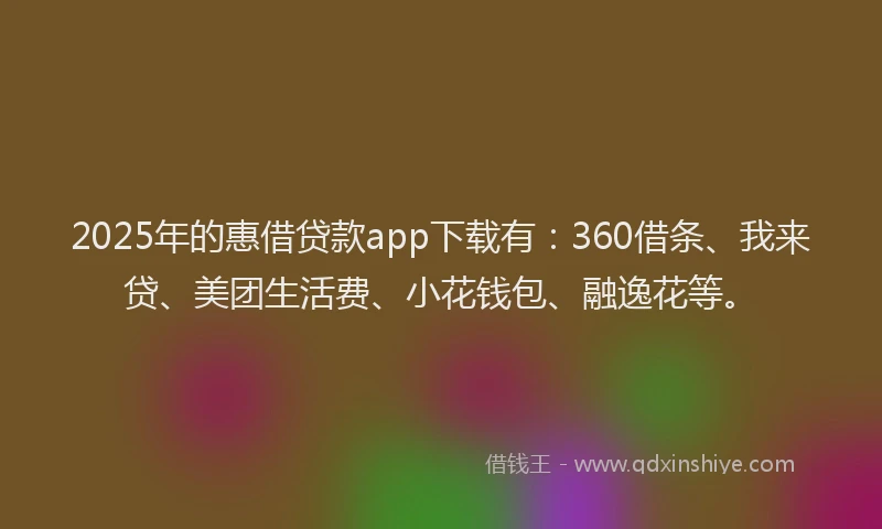 2025年的惠借贷款app下载有：360借条、我来贷、美团生活费、小花钱包、融逸花等。