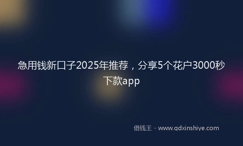 急用钱新口子2025年推荐，分享5个花户3000秒下款app