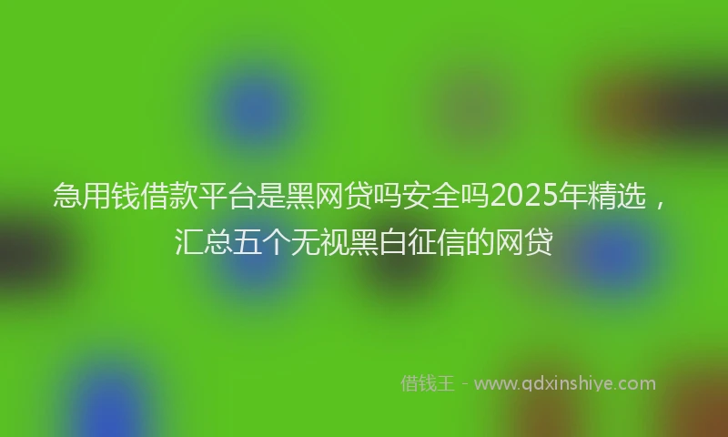 急用钱借款平台是黑网贷吗安全吗2025年精选，汇总五个无视黑白征信的网贷