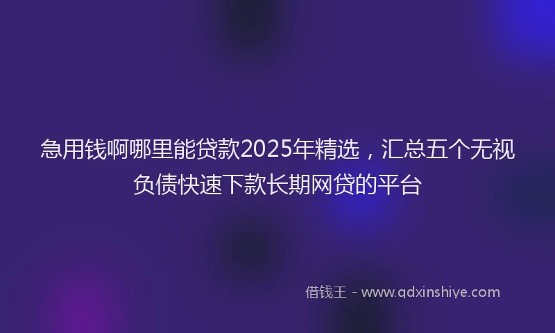 急用钱啊哪里能贷款2025年精选，汇总五个无视负债快速下款长期网贷的平台