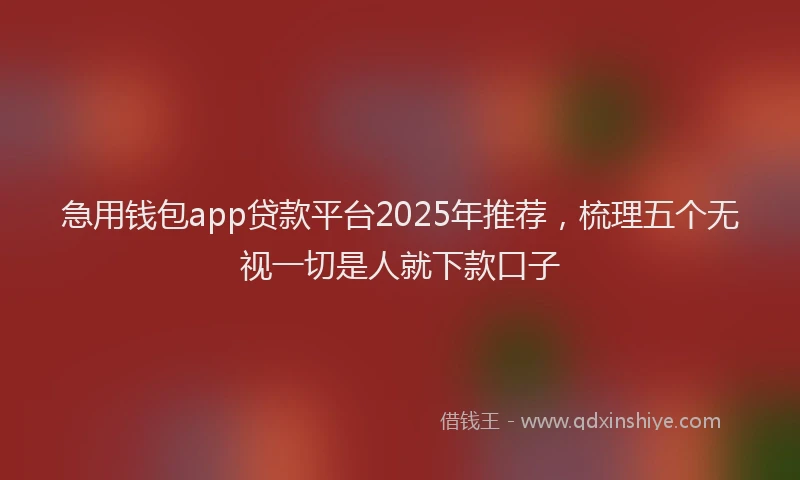 急用钱包app贷款平台2025年推荐，梳理五个无视一切是人就下款口子
