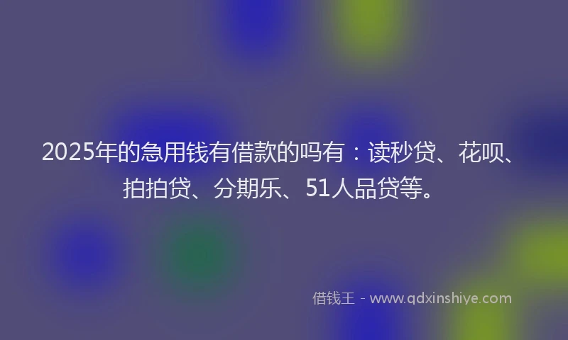 2025年的急用钱有借款的吗有：读秒贷、花呗、拍拍贷、分期乐、51人品贷等。