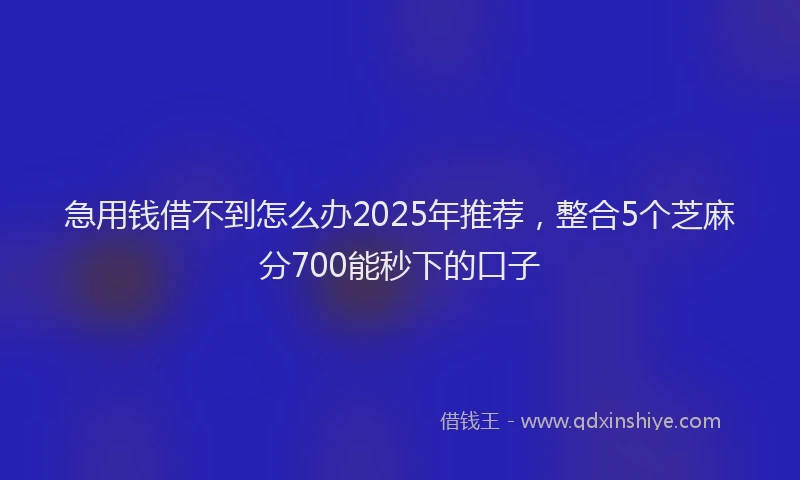 急用钱借不到怎么办2025年推荐，整合5个芝麻分700能秒下的口子