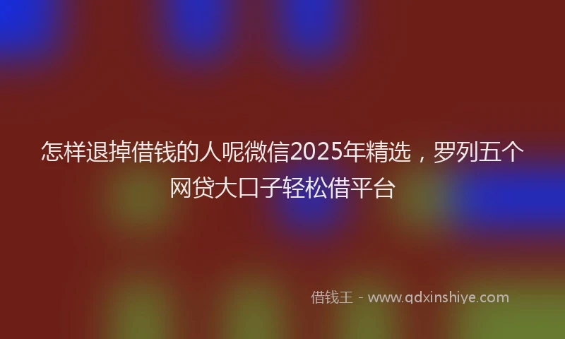 怎样退掉借钱的人呢微信2025年精选，罗列五个网贷大口子轻松借平台