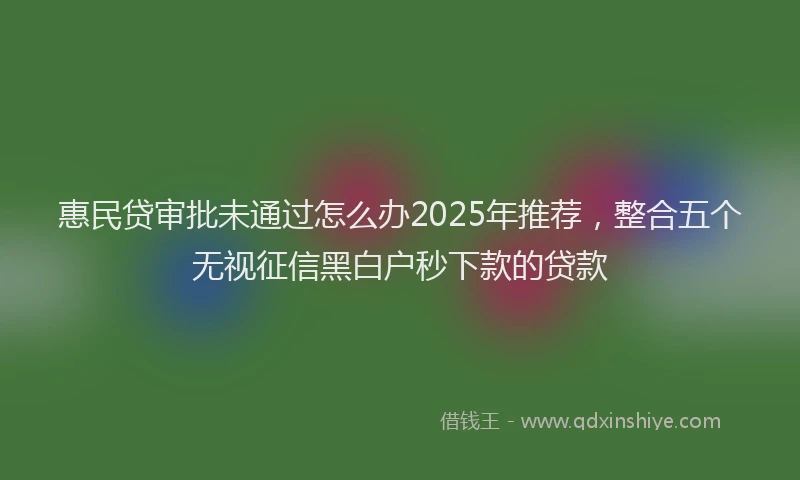 惠民贷审批未通过怎么办2025年推荐，整合五个无视征信黑白户秒下款的贷款