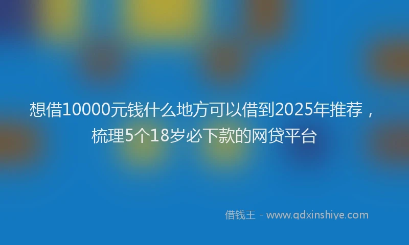 想借10000元钱什么地方可以借到2025年推荐，梳理5个18岁必下款的网贷平台