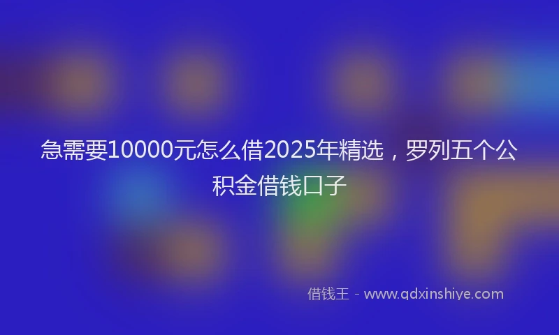 急需要10000元怎么借2025年精选，罗列五个公积金借钱口子