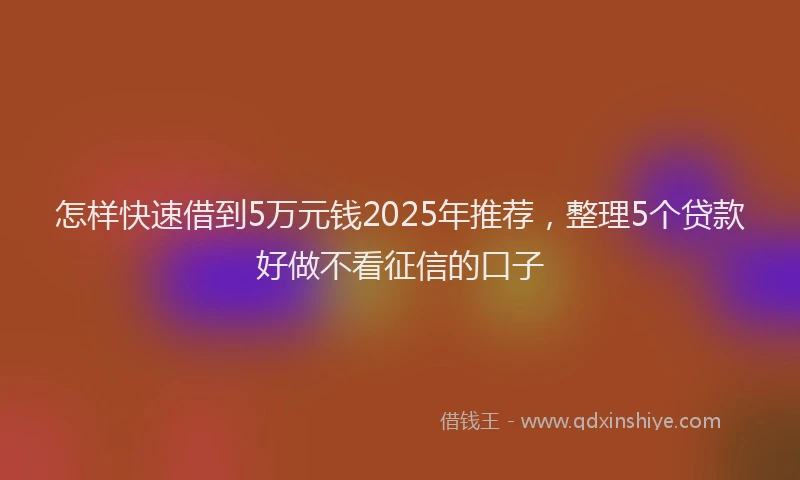 怎样快速借到5万元钱2025年推荐，整理5个贷款好做不看征信的口子